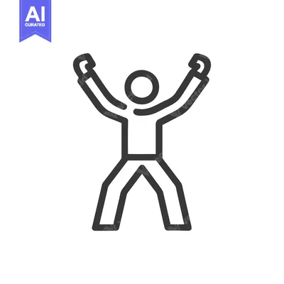 Minimalist Icon of a Person Celebrating with Arms Raised