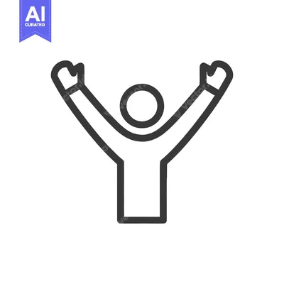 Popular premium asset: Minimalist Victory: Line Art of Person with Raised Arms in Celebration
