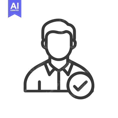 Aset premium populer: Approved User Profile Icon with Checkmark, Dark Gray Outline