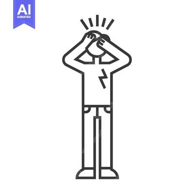 Aset desain premium: Person experiencing shock, with hand on head and lightning bolt on che