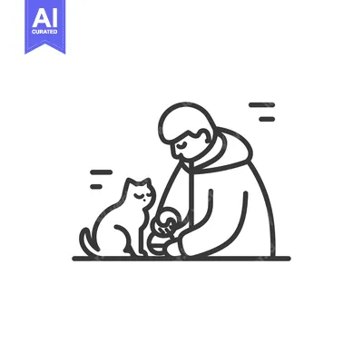 Aset premium populer: Person feeding a cat from a bowl