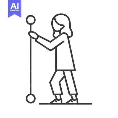 Premium design asset: Person Holding a Long Pole with Circles at Each End