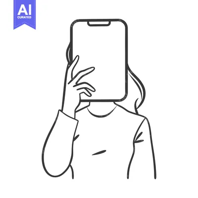 Aset premium populer: Person Holding Smartphone Covering Face