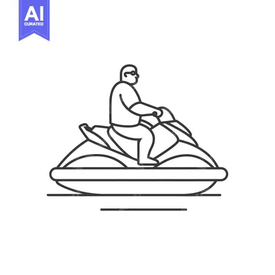 Aset desain premium: Person in Sunglasses Riding a Jet Ski