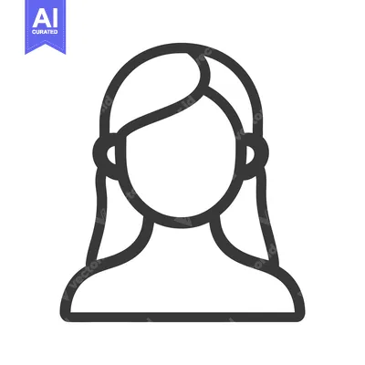 A minimalist line drawing representing a woman from the chest up