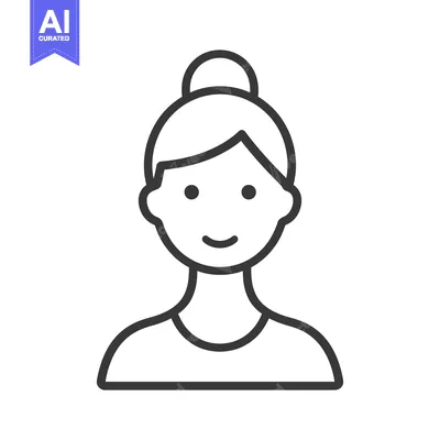 Aset desain premium: A simple line drawing of a woman with a bun hairstyle