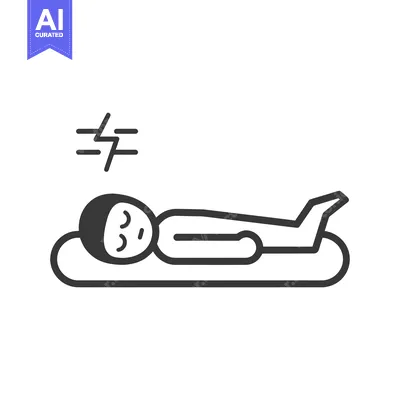 Aset desain premium: Person Lying on a Stretcher with Lightning Bolt Above Head