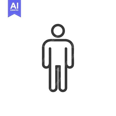 Aset premium populer: Minimalist Man Icon: Simple, Bold Line Art on White Background