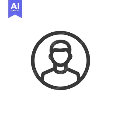 Aset desain premium: Minimalist User Icon: Simple Person Outline in Circle, Dark Gray on Wh