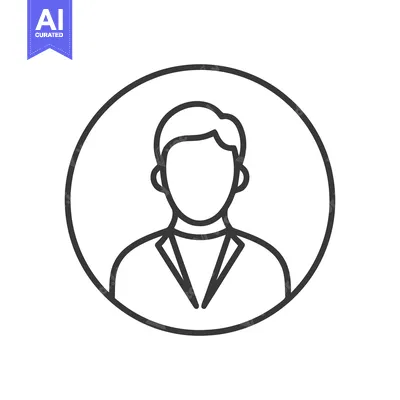 Aset desain premium: Minimalist Man Icon: Faceless Figure in Circle Outline