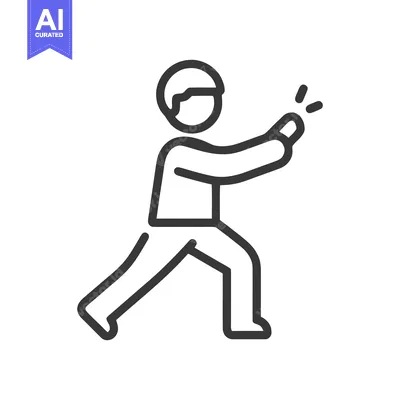 Minimalist Icon of a Person Spraying with a Bottle