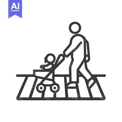Aset premium populer: Person Pushing a Baby Stroller Crossing a Crosswalk