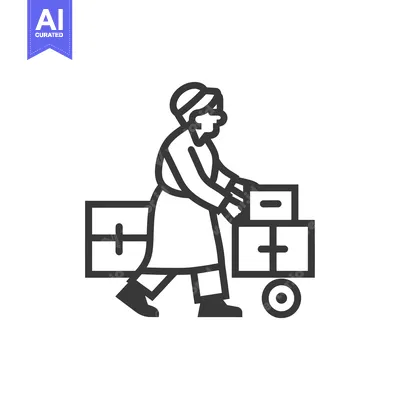 Aset premium populer: Person Pushing a Handcart with Boxes
