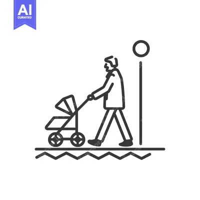 Popular premium asset: Person pushing a stroller on a zig-zag path