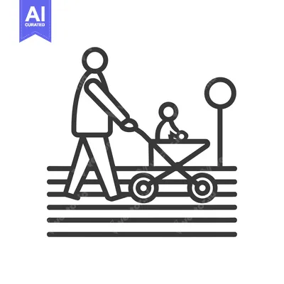 Aset premium populer: Person pushing stroller with baby on crosswalk