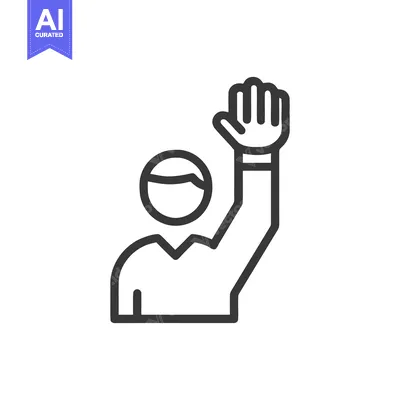 Aset desain premium: Raised Hand Icon: Minimalist Silhouette of a Person Volunteering or Si