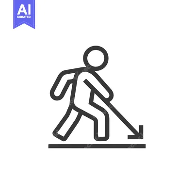Aset premium populer: Minimalist Icon of a Person Using a Cane for Assistance