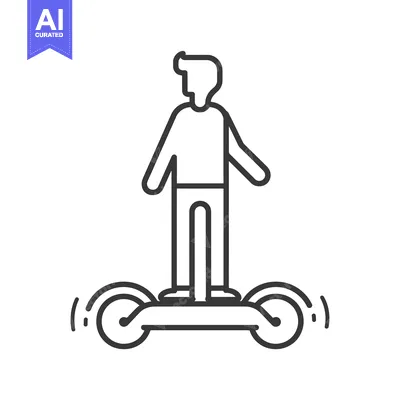 Aset desain premium: Person Riding a Hoverboard with Wheels