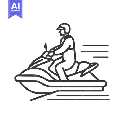 Premium design asset: Person riding a jet ski at high speed