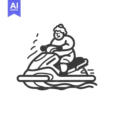 Aset desain premium: Person riding a jet ski on a wave