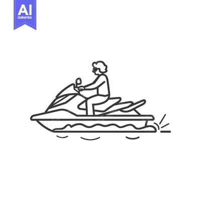 Premium design asset: Person Riding a Jet Ski Over Water