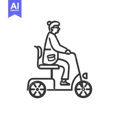 Aset desain premium: Person riding a mobility scooter