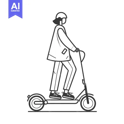 Aset desain premium: Person Riding an Electric Scooter in a Helmet