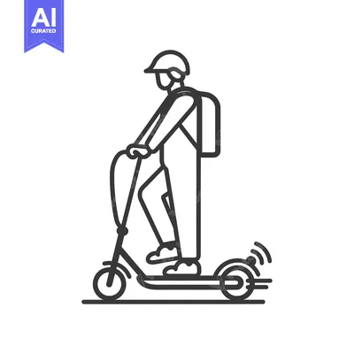 Aset premium populer: Person Riding an Electric Scooter with a Backpack