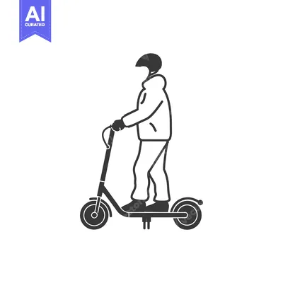 Premium design asset: Person Riding an Electric Scooter with a Helmet