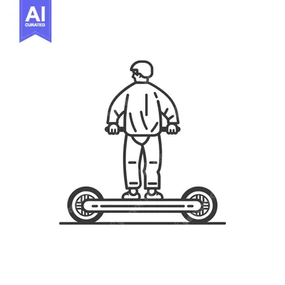Premium design asset: Person Riding an Electric Scooter with Two Wheels