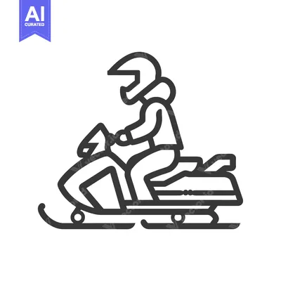 Aset desain premium: Person Riding a Snowmobile with Helmet on