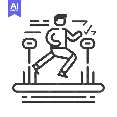 Aset desain premium: Person running on a treadmill with speed and incline indicators