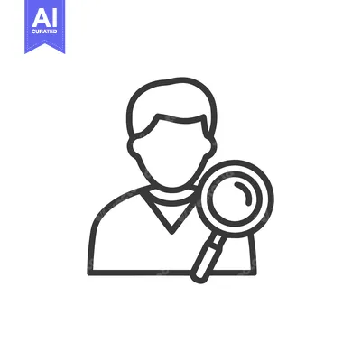 Aset premium populer: Person with Magnifying Glass Icon: Detailed Search and Investigation C