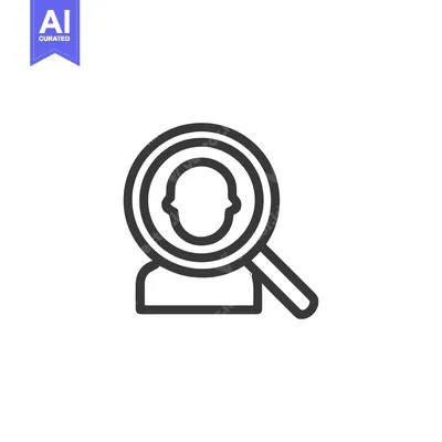Person Under Magnifying Glass Icon, Job Search Concept, Outline Style