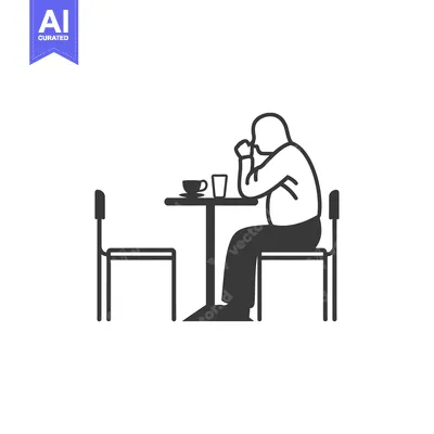 Premium design asset: Person Sitting Alone at a Table with a Cup and Glass