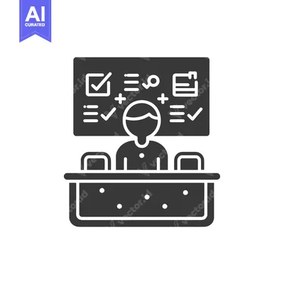 Aset desain premium: Person Sitting at a Desk with a Checklist on the Wall