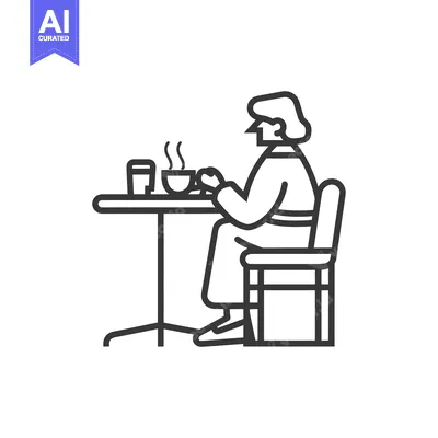 Premium design asset: Person Sitting at a Table with Coffee and Steam