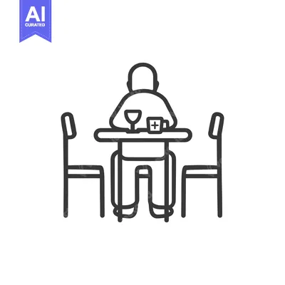 Aset premium populer: Person Sitting at a Table with Two Chairs