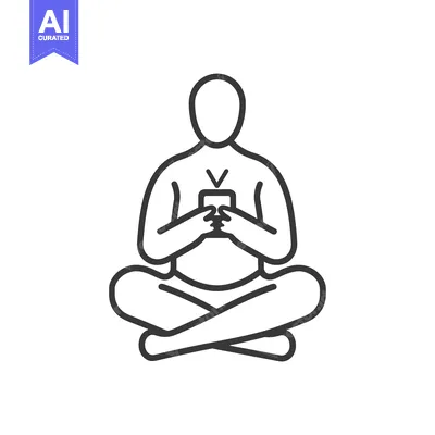 Premium design asset: Person sitting in a yoga pose holding a phone