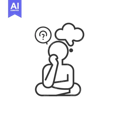 Person Sitting with Question Mark and Thought Bubble Above Their Head