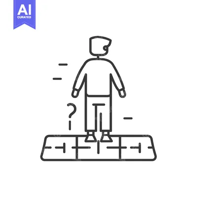Aset desain premium: Person Standing on a Grid with Question Mark