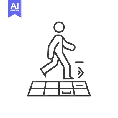 Person Walking on a Checkered Floor with Arrow Direction