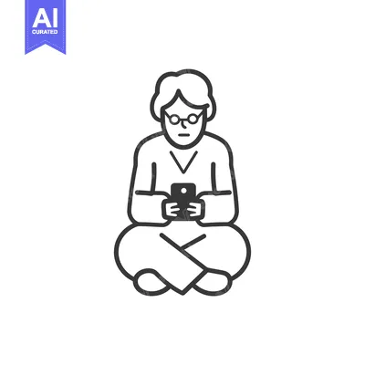 Aset premium populer: Person Wearing Glasses Sitting with Legs Crossed Holding a Phone