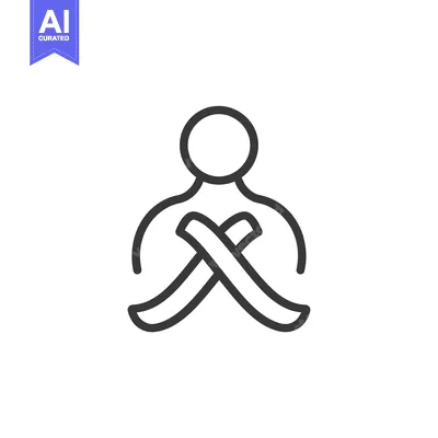 Aset desain premium: Person with Crossed Arms in Line Art Style