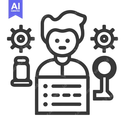 Person with Gear, List, and Key Icon