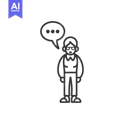 Premium design asset: Person with glasses and speech bubble thinking