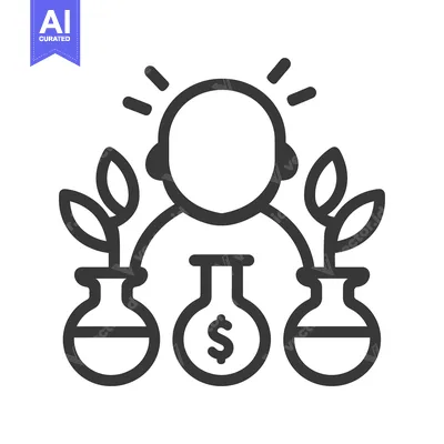 Premium design asset: Person with Ideas Growing Money Through Experiments