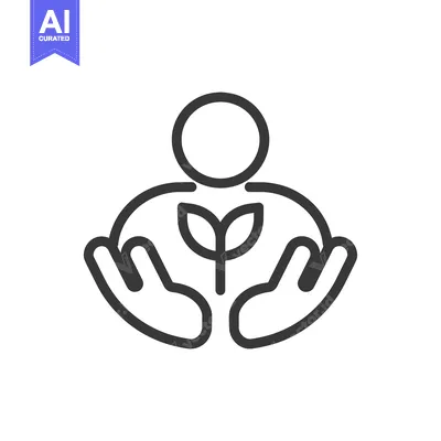 Aset desain premium: Person with outstretched hands holding a plant sprout