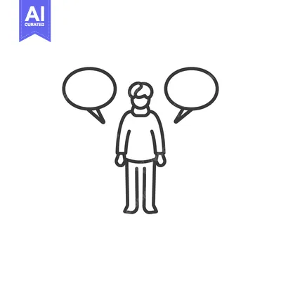 Person with Two Blank Speech Bubbles Above Them