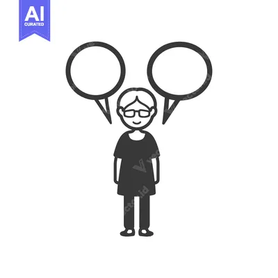 Aset premium populer: Person with Two Speech Bubbles Above their Head